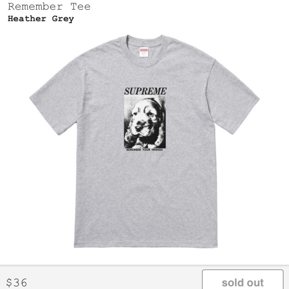 Supreme Remember Tee, S, Heather Grey